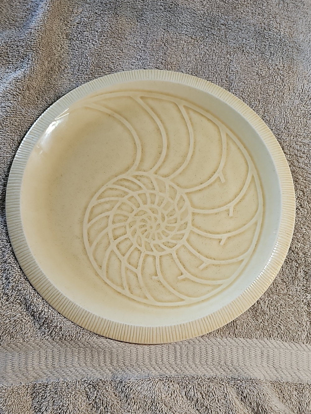 Nautilus Spiral Ceramic Accent Plate in Cream